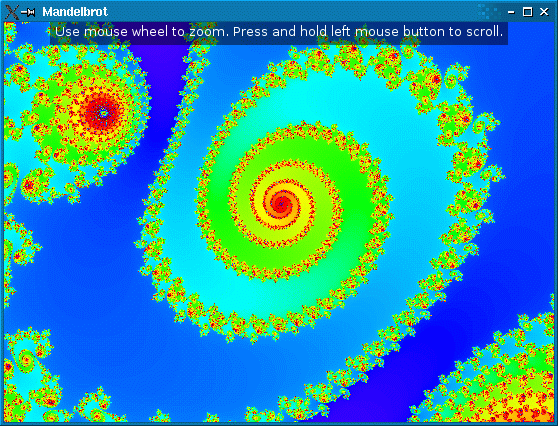 Screenshot of the Mandelbrot example