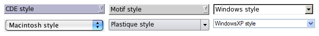 Comboboxes in the different built-in styles.